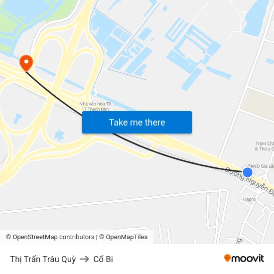 Thị Trấn Trâu Quỳ to Cổ Bi map
