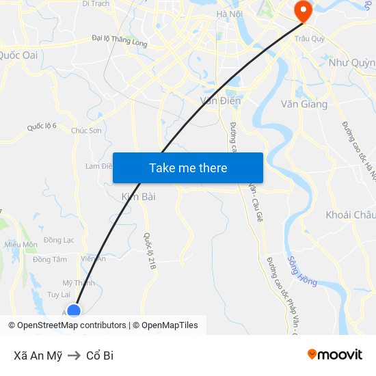 Xã An Mỹ to Cổ Bi map