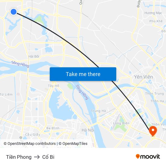 Tiền Phong to Cổ Bi map