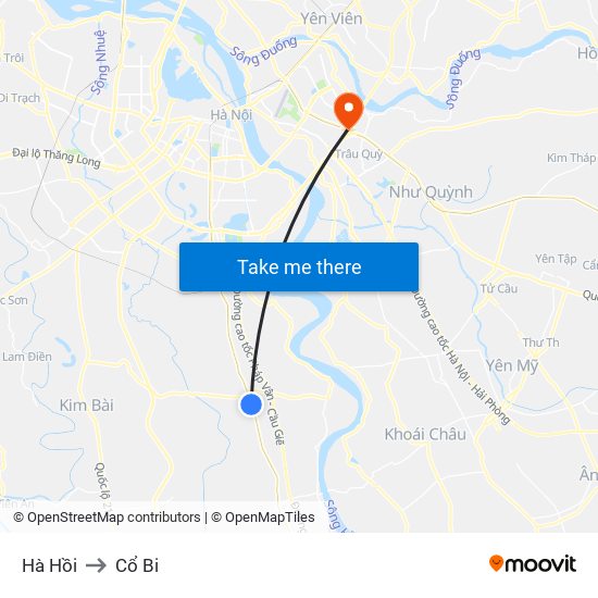 Hà Hồi to Cổ Bi map