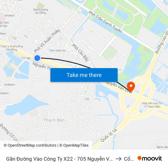 Gần Đường Vào Công Ty X22 - 705 Nguyễn Văn Linh to Cổ Bi map