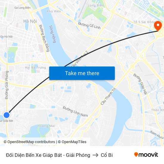 Đối Diện Bến Xe Giáp Bát - Giải Phóng to Cổ Bi map