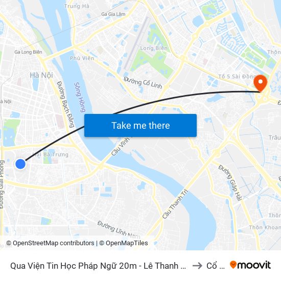 Qua Viện Tin Học Pháp Ngữ 20m - Lê Thanh Nghị to Cổ Bi map