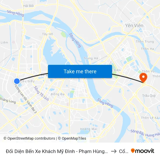 Đối Diện Bến Xe Khách Mỹ Đình - Phạm Hùng (Cột Trước) to Cổ Bi map
