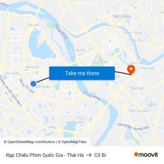 Rạp Chiếu Phim Quốc Gia - Thái Hà to Cổ Bi map