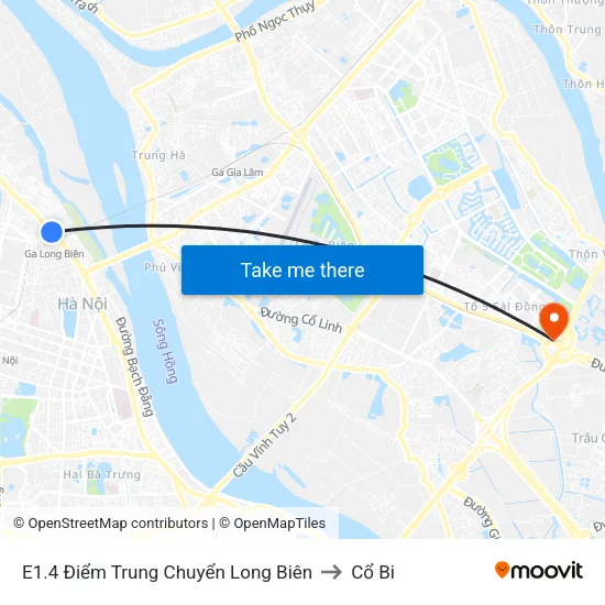 E1.4 Điểm Trung Chuyển Long Biên to Cổ Bi map