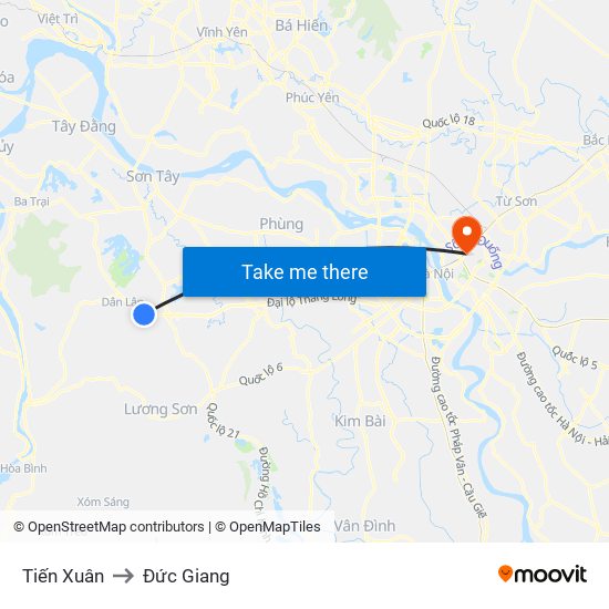 Tiến Xuân to Đức Giang map