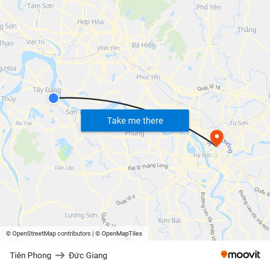 Tiên Phong to Đức Giang map