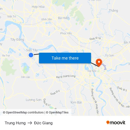 Trung Hưng to Đức Giang map