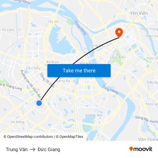 Trung Văn to Đức Giang map