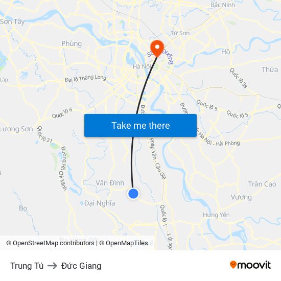 Trung Tú to Đức Giang map