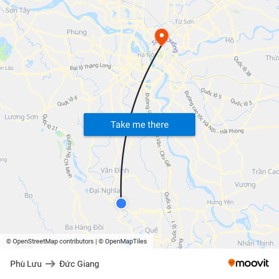 Phù Lưu to Đức Giang map