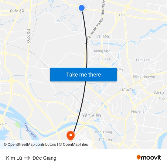 Kim Lũ to Đức Giang map