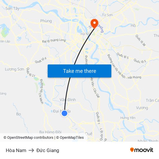 Hòa Nam to Đức Giang map