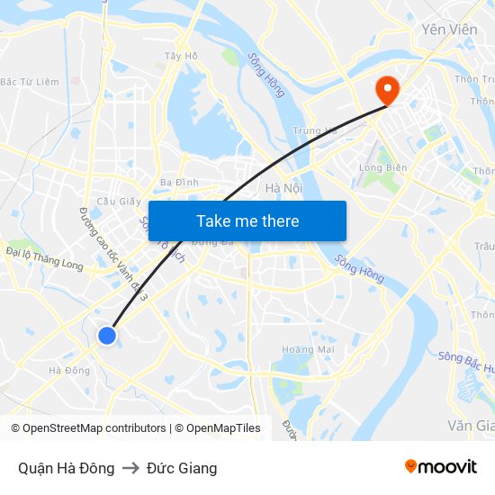 Quận Hà Đông to Đức Giang map