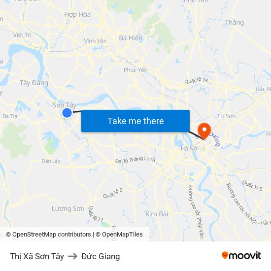 Thị Xã Sơn Tây to Đức Giang map