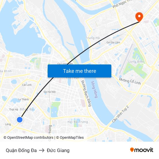 Quận Đống Đa to Đức Giang map