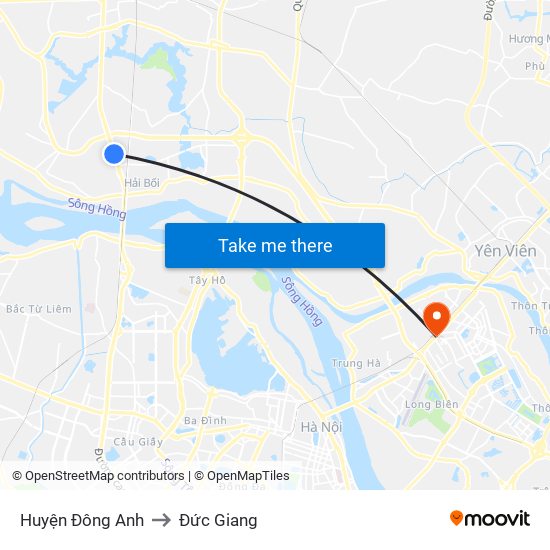 Huyện Đông Anh to Đức Giang map