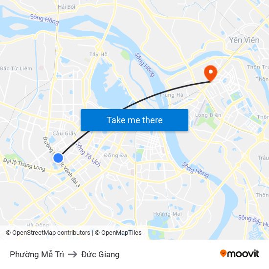 Phường Mễ Trì to Đức Giang map
