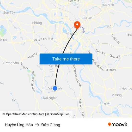 Huyện Ứng Hòa to Đức Giang map