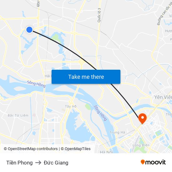 Tiền Phong to Đức Giang map