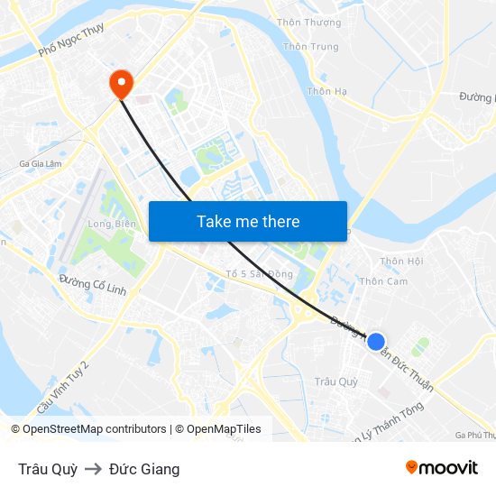 Trâu Quỳ to Đức Giang map