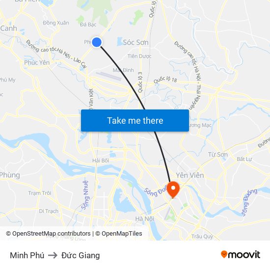 Minh Phú to Đức Giang map