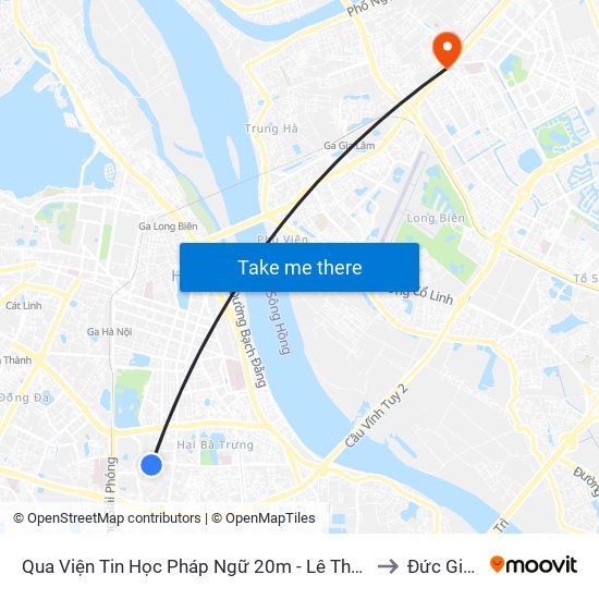 Qua Viện Tin Học Pháp Ngữ 20m - Lê Thanh Nghị to Đức Giang map