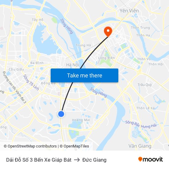 Dải Đỗ Số 3 Bến Xe Giáp Bát to Đức Giang map