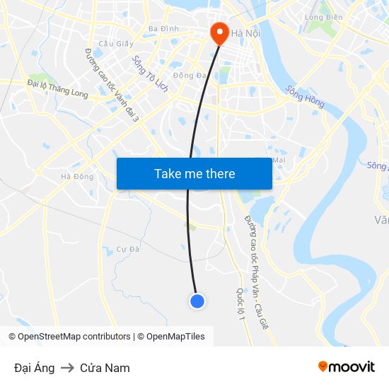 Đại Áng to Cửa Nam map