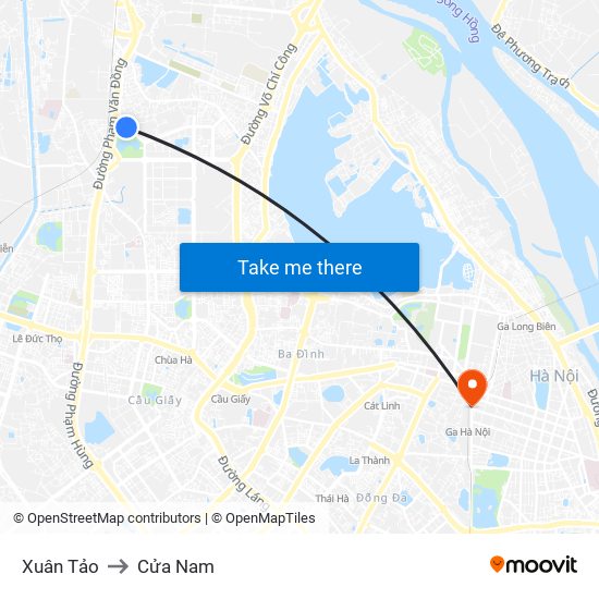 Xuân Tảo to Cửa Nam map