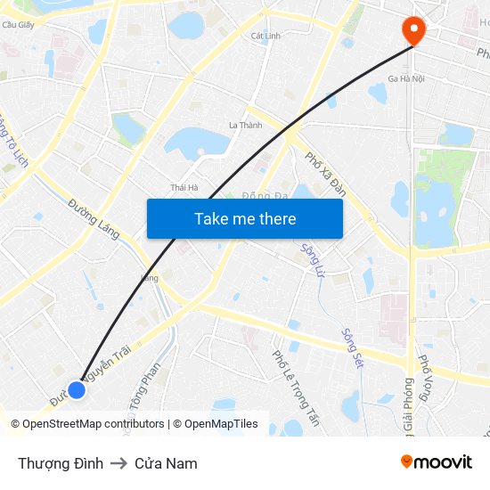 Thượng Đình to Cửa Nam map