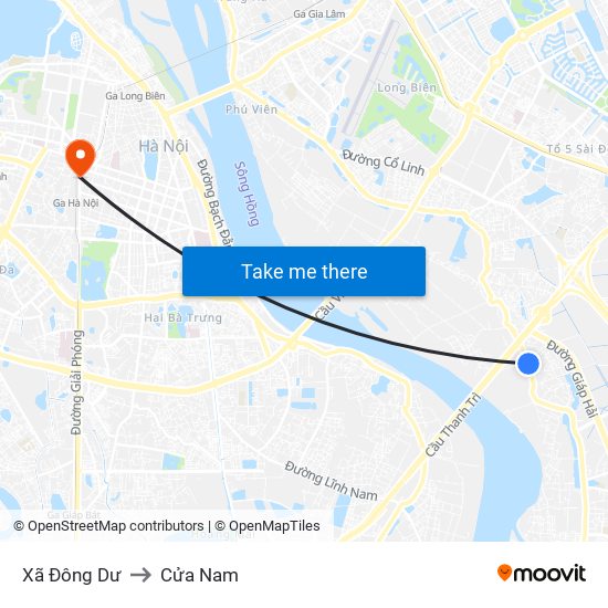 Xã Đông Dư to Cửa Nam map