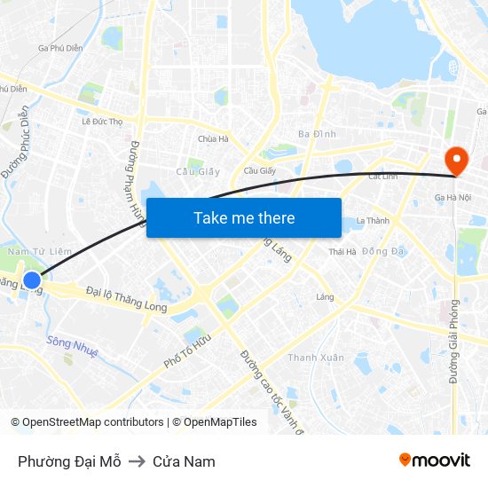 Phường Đại Mỗ to Cửa Nam map