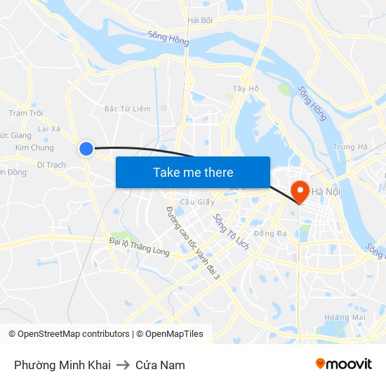 Phường Minh Khai to Cửa Nam map