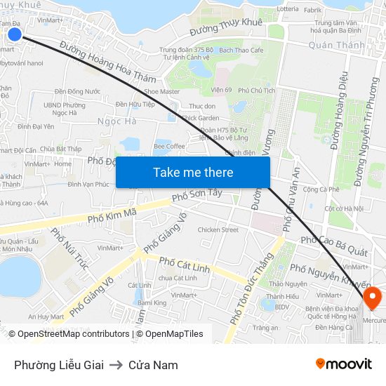 Phường Liễu Giai to Cửa Nam map