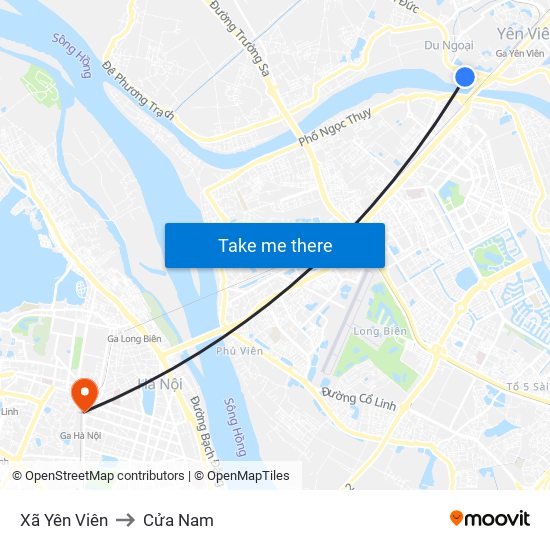 Xã Yên Viên to Cửa Nam map