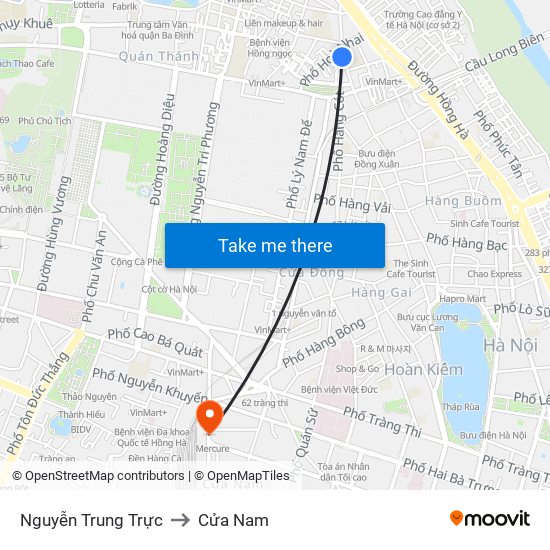 Nguyễn Trung Trực to Cửa Nam map
