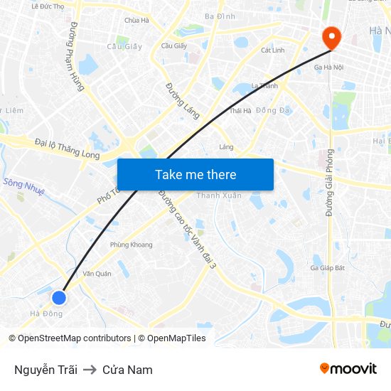 Nguyễn Trãi to Cửa Nam map