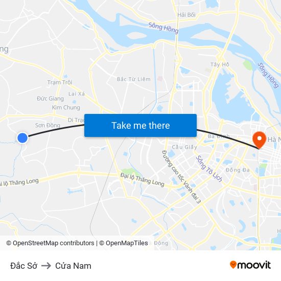 Đắc Sở to Cửa Nam map