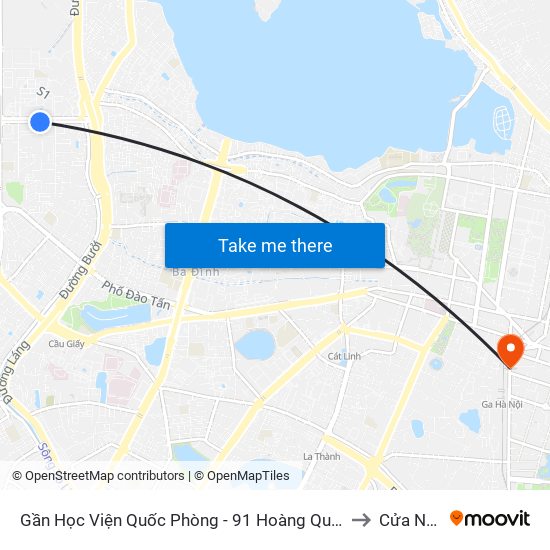 Gần Học Viện Quốc Phòng - 91 Hoàng Quốc Việt to Cửa Nam map