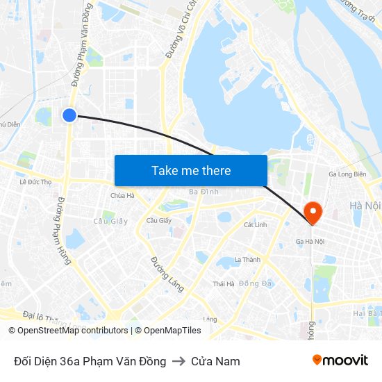 Đối Diện 36a Phạm Văn Đồng to Cửa Nam map