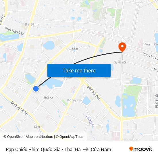 Rạp Chiếu Phim Quốc Gia - Thái Hà to Cửa Nam map