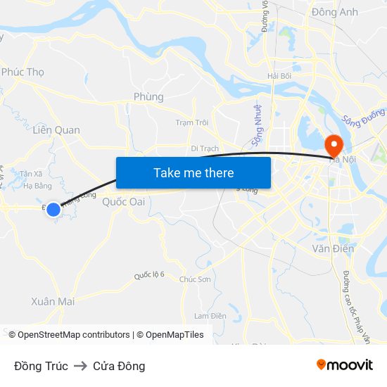 Đồng Trúc to Cửa Đông map