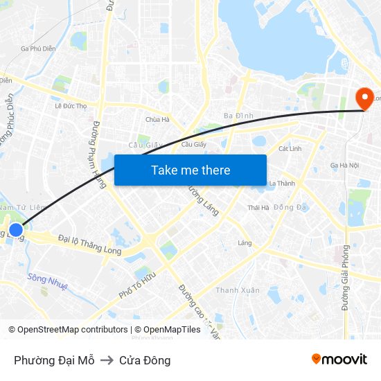 Phường Đại Mỗ to Cửa Đông map