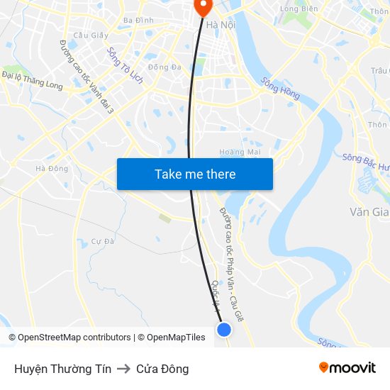 Huyện Thường Tín to Cửa Đông map