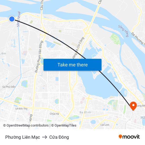 Phường Liên Mạc to Cửa Đông map