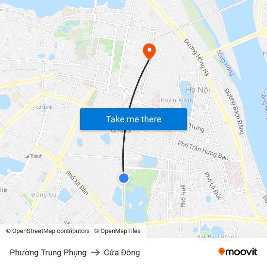 Phường Trung Phụng to Cửa Đông map