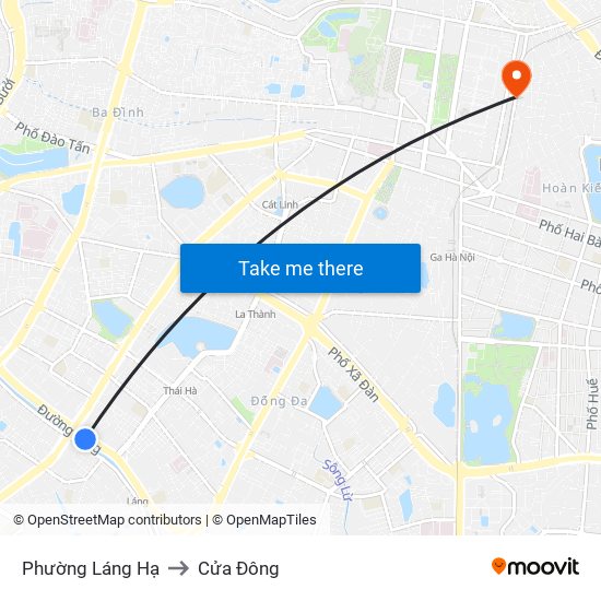 Phường Láng Hạ to Cửa Đông map