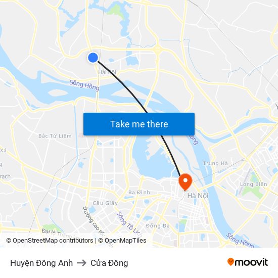 Huyện Đông Anh to Cửa Đông map